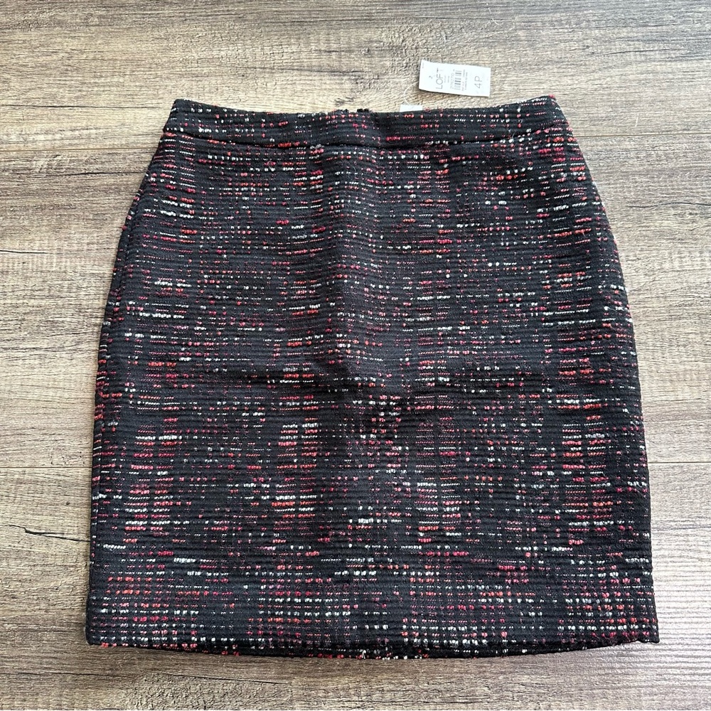 FINAL PRICE❗️CLOSET CLOSING LOFT Black & Red Tweed Pencil Skirt – Size 4P